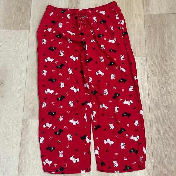 Joyspun Women's Red Scottie Dog Flannel Pajama Pants - Size Large - Picture 1 of 8